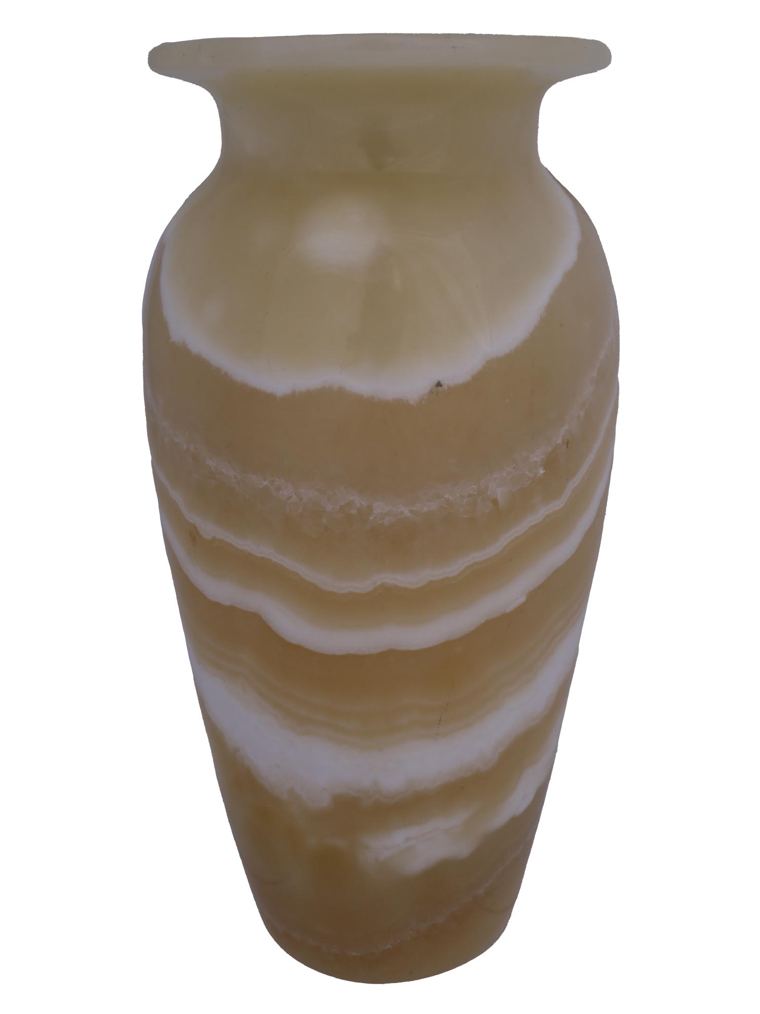 TALL CARVED EGYPTIAN WHITE ALABASTER MARBLE VASE PIC-1